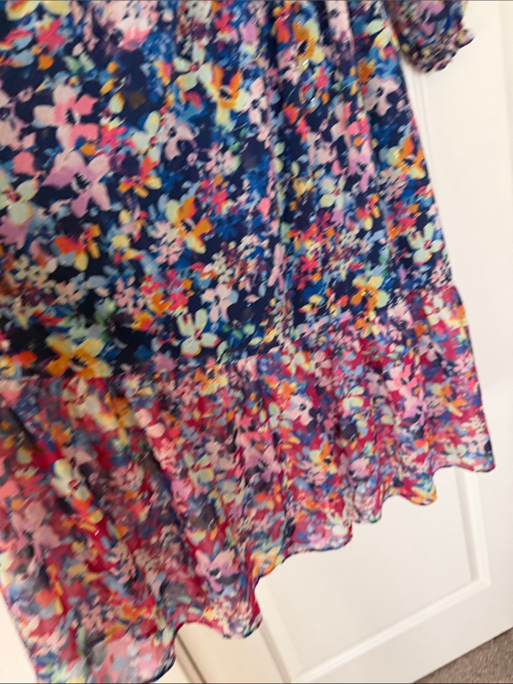 Eliza J Navy Floral watercolor Tie-Front Maxi Dress size 2 like new - Picture 5 of 8